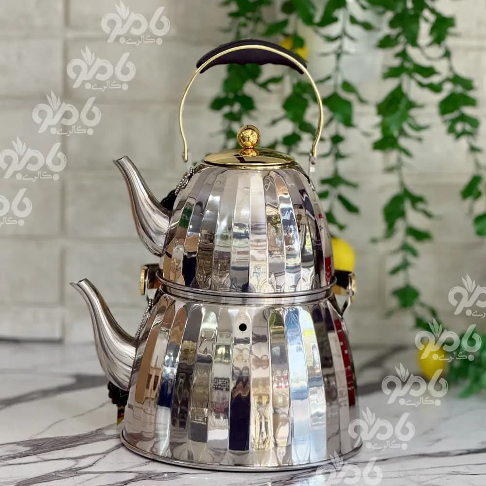 کتری و قوری استیل دسته بالا کدM5 — تصویر ۶