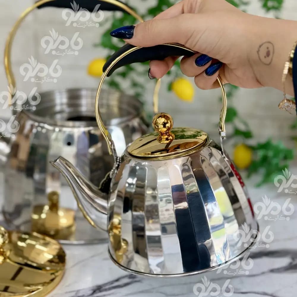 کتری و قوری استیل دسته بالا کدM5 — تصویر ۴