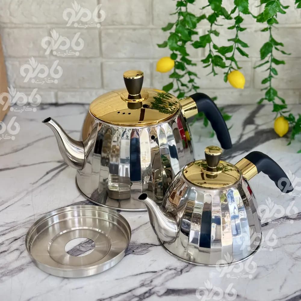 کتری و قوری استیل دسته بغل کدM4 — تصویر ۷