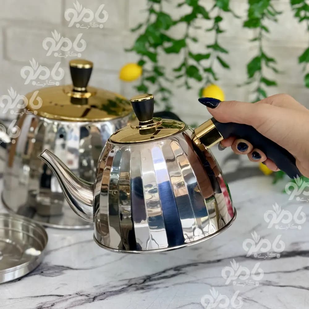 کتری و قوری استیل دسته بغل کدM4 — تصویر ۹