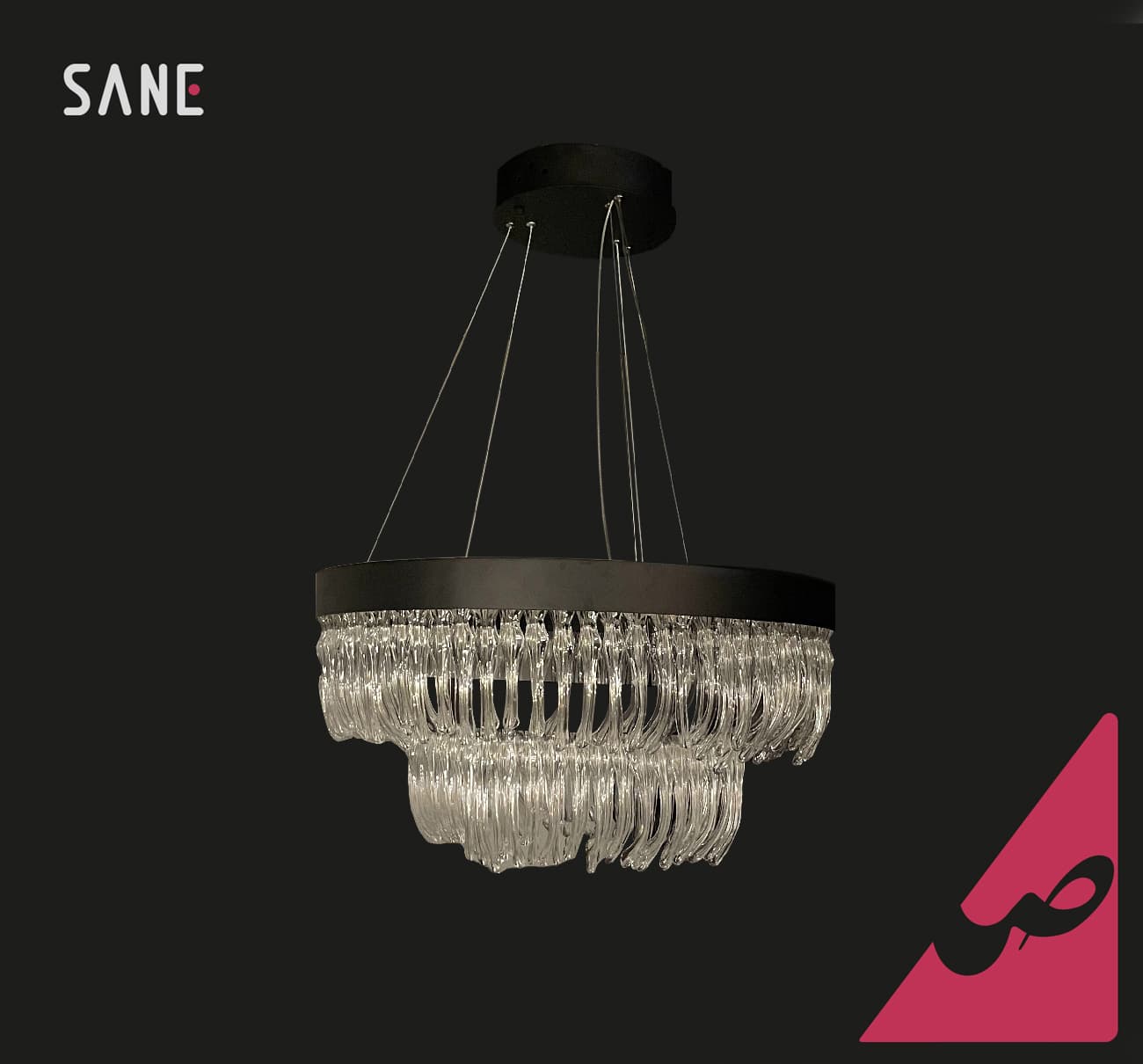 لوستر آویز SMD آهنی کریستالی صانع کد 13743