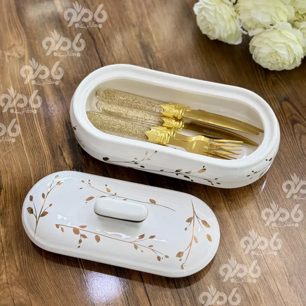 جاکاردی سرامیکی بیضی برگ طلا کد2 — تصویر ۲