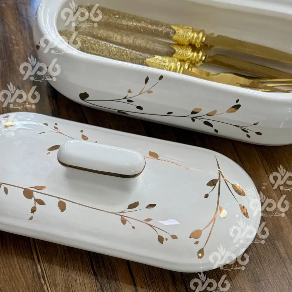 جاکاردی سرامیکی بیضی برگ طلا کد2 — تصویر ۳