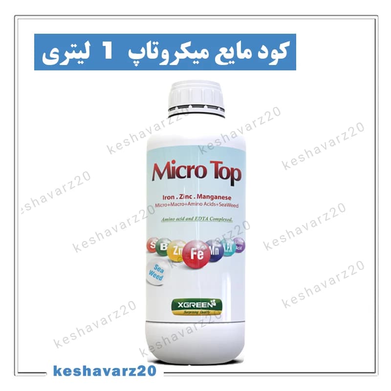 کود میکرو کامل مایع میکروتاپ ایکس گرین ۱ لیتری با آهن، روی و منگنز کلاته (Micro Top XGreen) — تصویر ۲