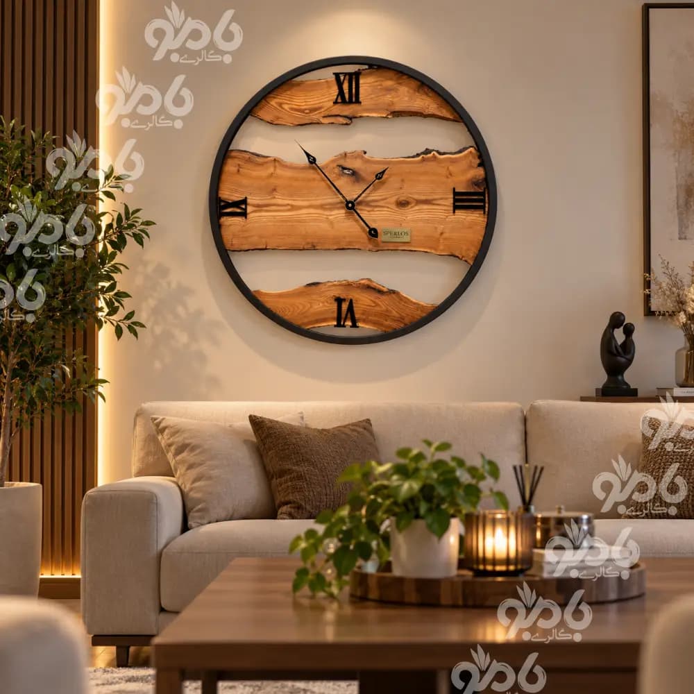 ساعت دیواری چوبی روستیک قطر70