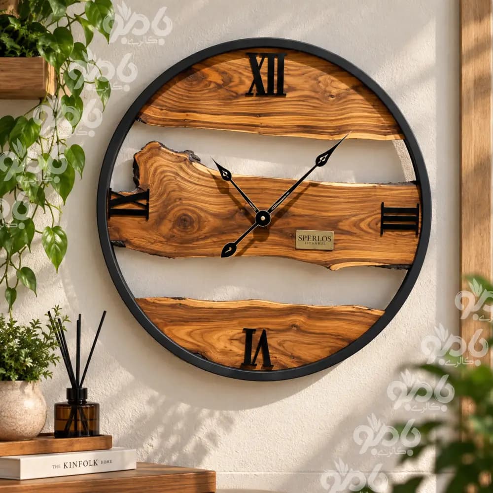 ساعت دیواری چوبی روستیک قطر60
