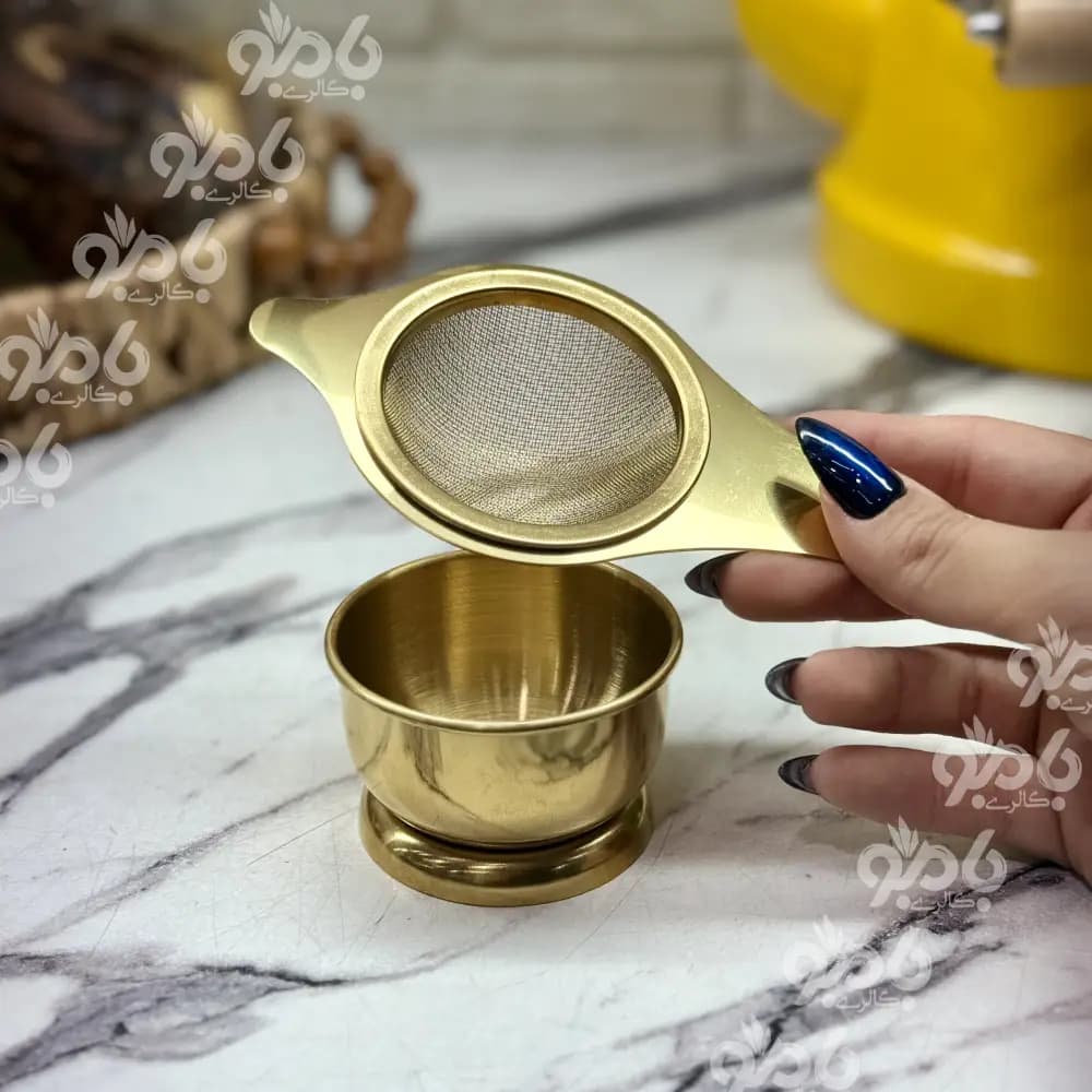 صافی استیل کاسه دار پایه دار طلایی — تصویر ۴