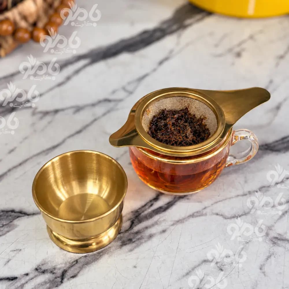 صافی استیل کاسه دار پایه دار طلایی — تصویر ۳
