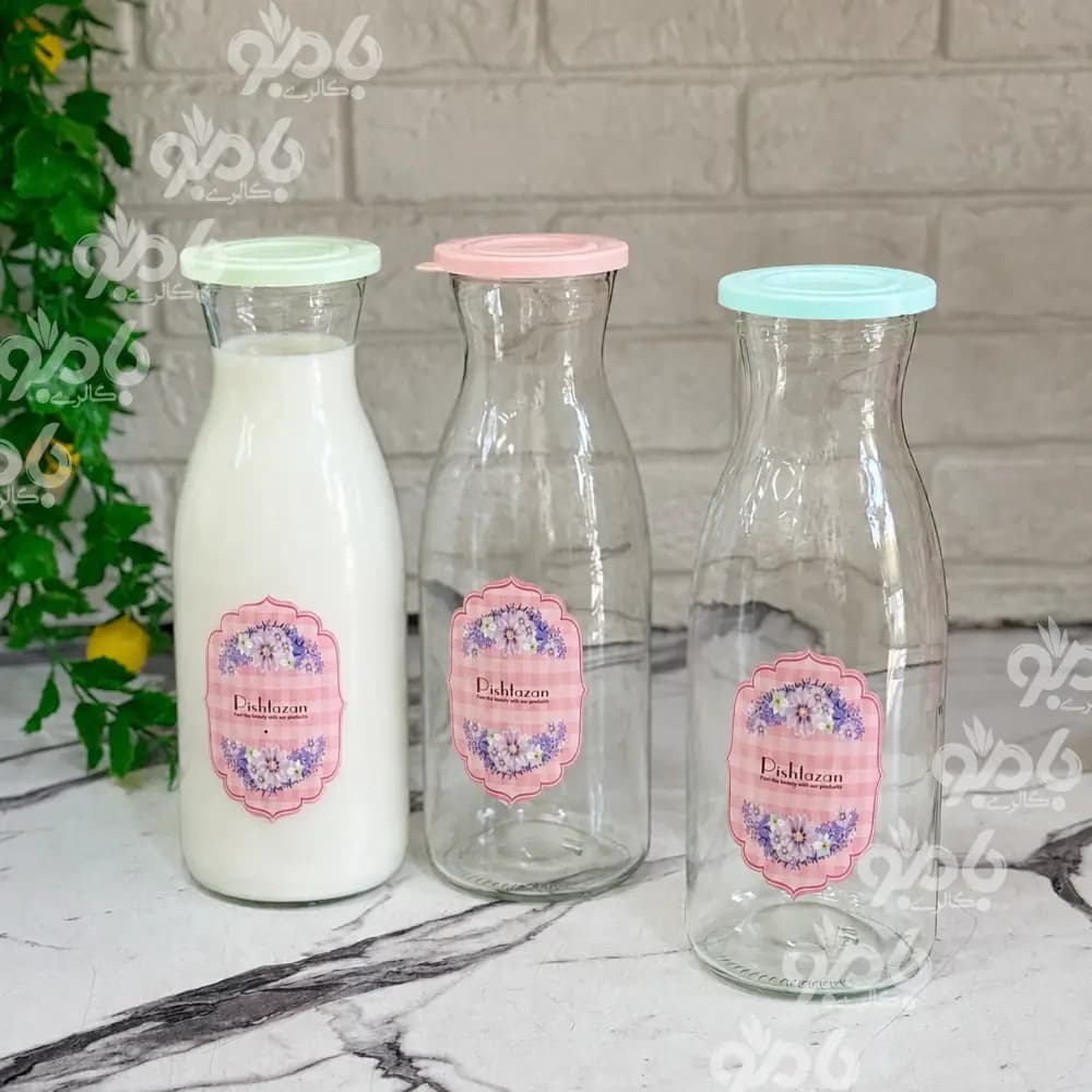 بطری شیشه ای ونیز چاپدار درب رنگی