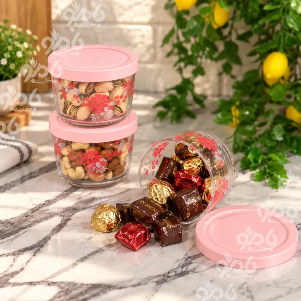 نگهدارنده شیشه ای پاپریک طرحدار کوچک