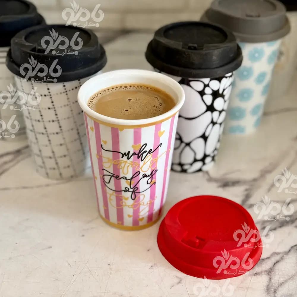ماگ چینی درب سیلیکونی نسترن — تصویر ۵