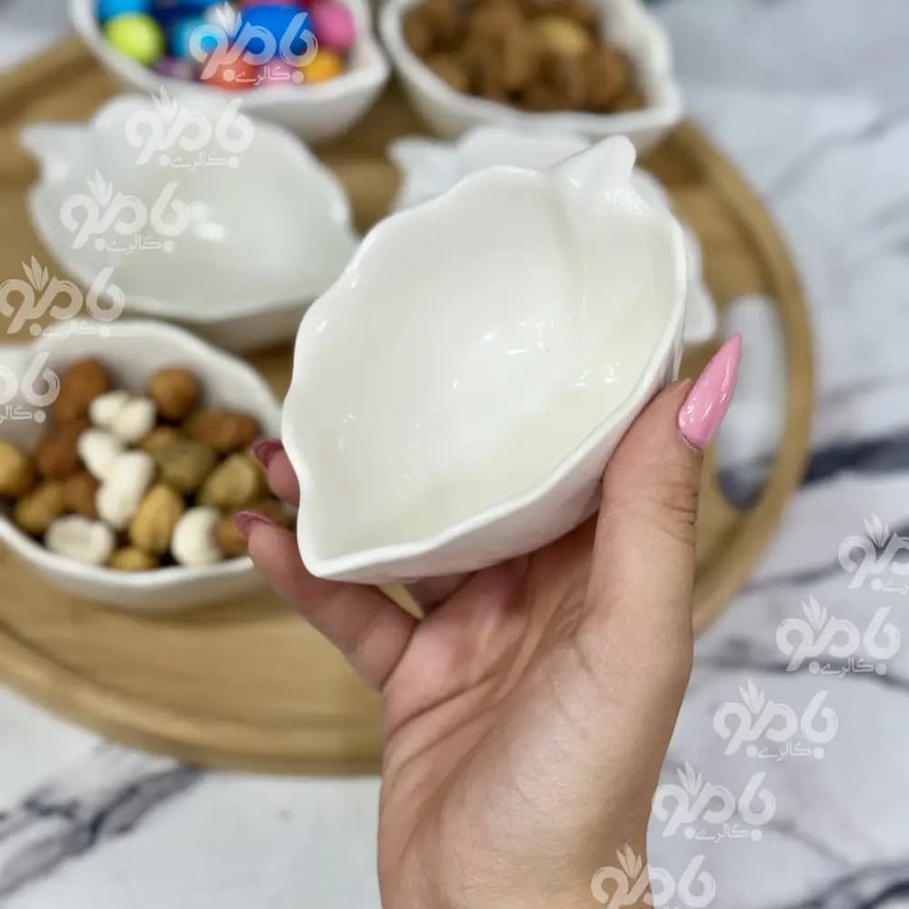 پیاله سرامیکی کادویی 6عددی برگ سفید — تصویر ۵