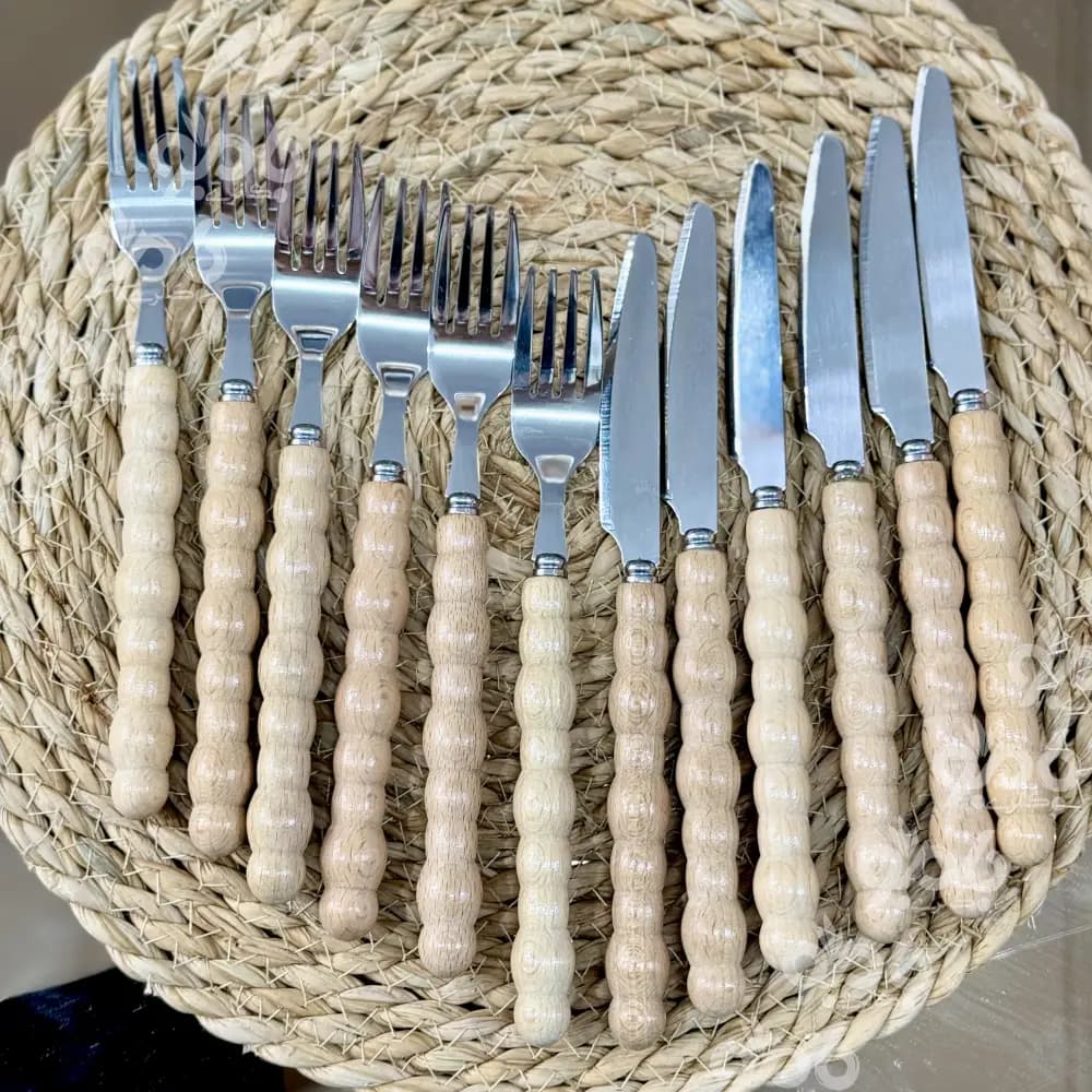 کارد و چنگال دسته چوبی مرواریدی — تصویر ۳