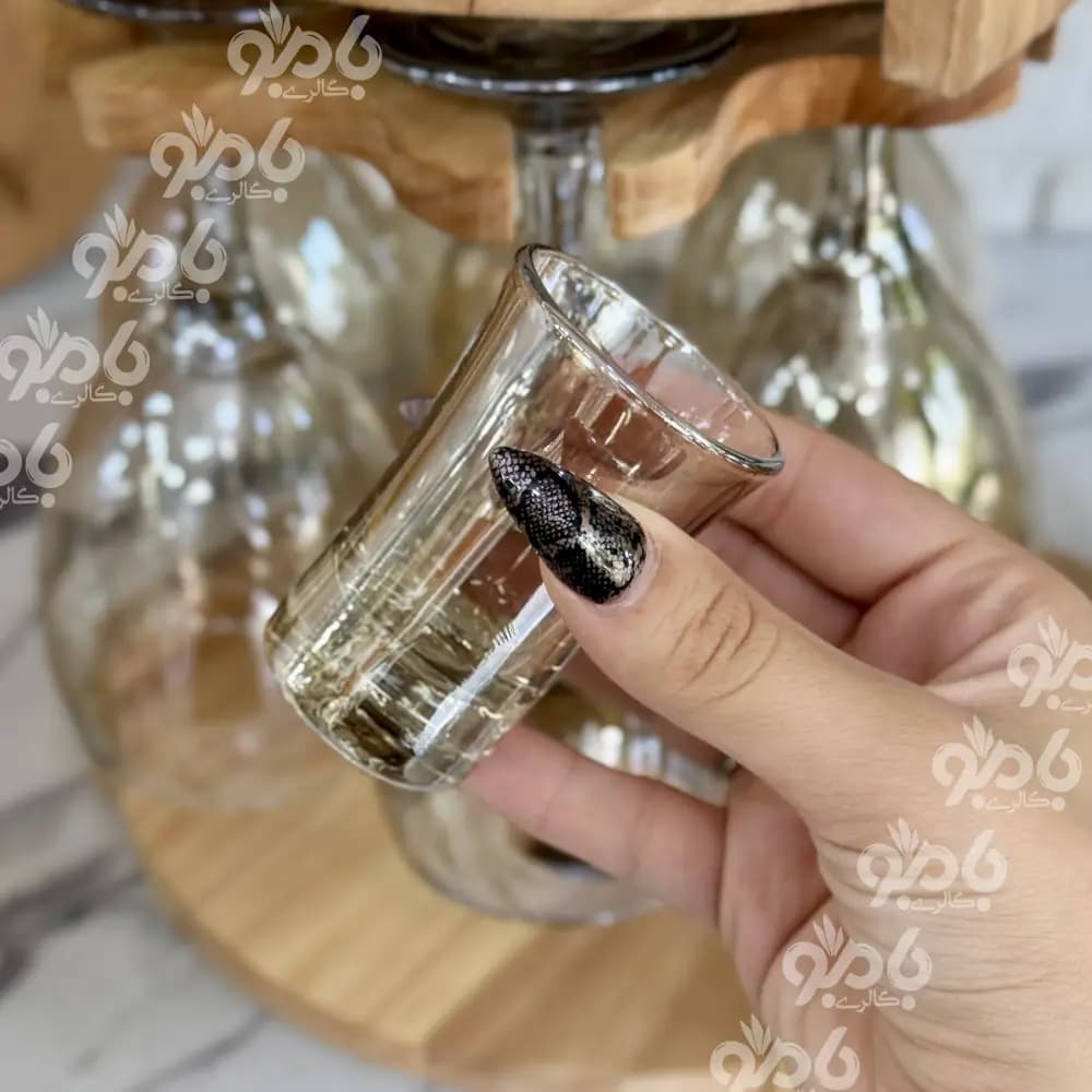 کلمن شیشه ای الگا بار چرخشی شامپاینی — تصویر ۴