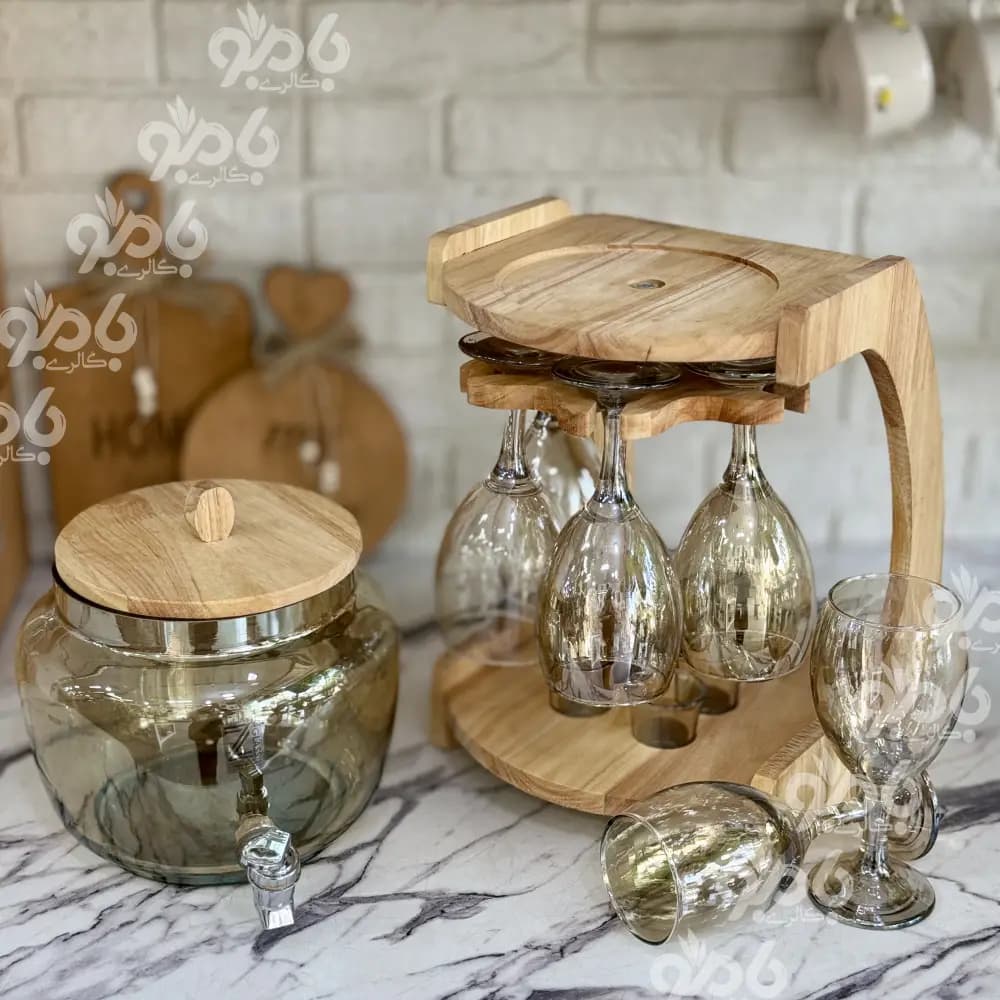 کلمن شیشه ای الگا بار چرخشی شامپاینی — تصویر ۲