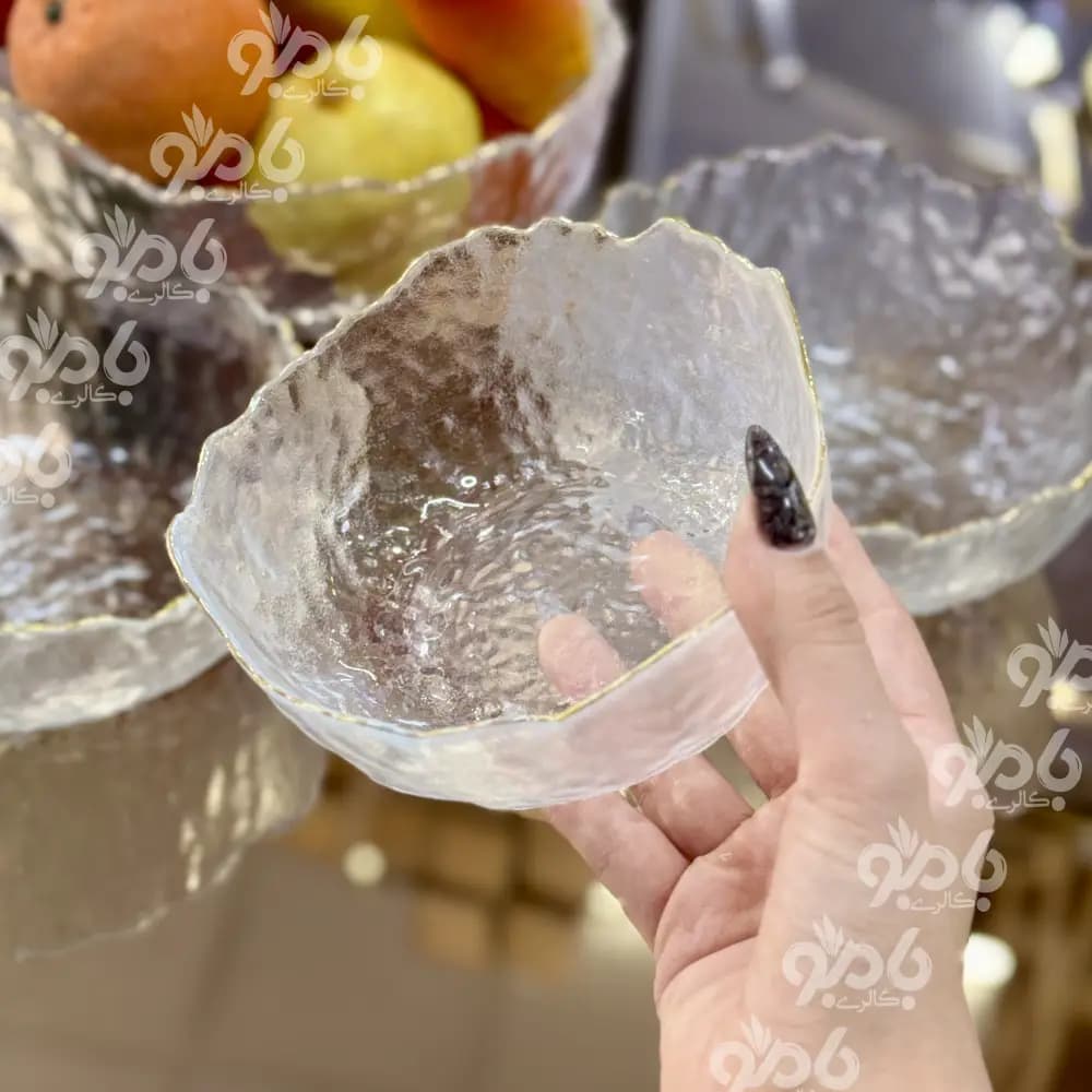 کاسه شیشه ای4تیکه لب طلا یخی — تصویر ۷
