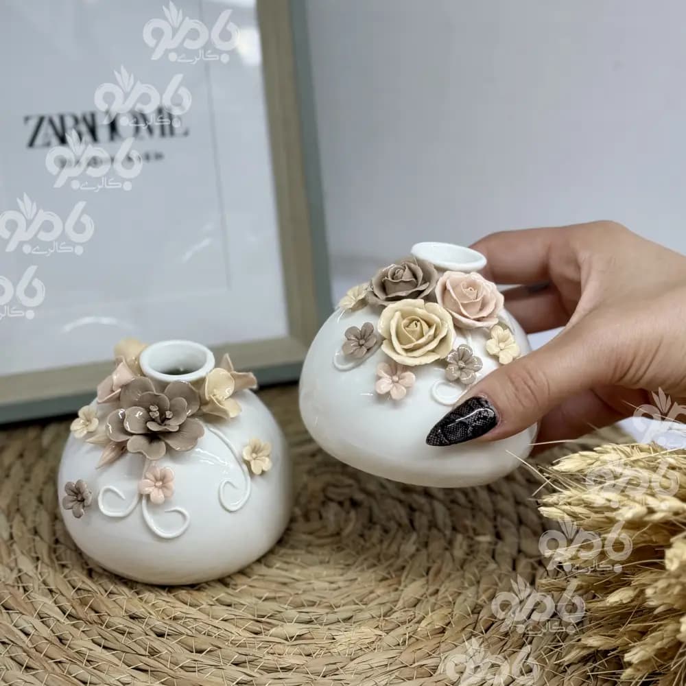 گلدان سرامیکی گلدار وارداتی 1015 — تصویر ۵