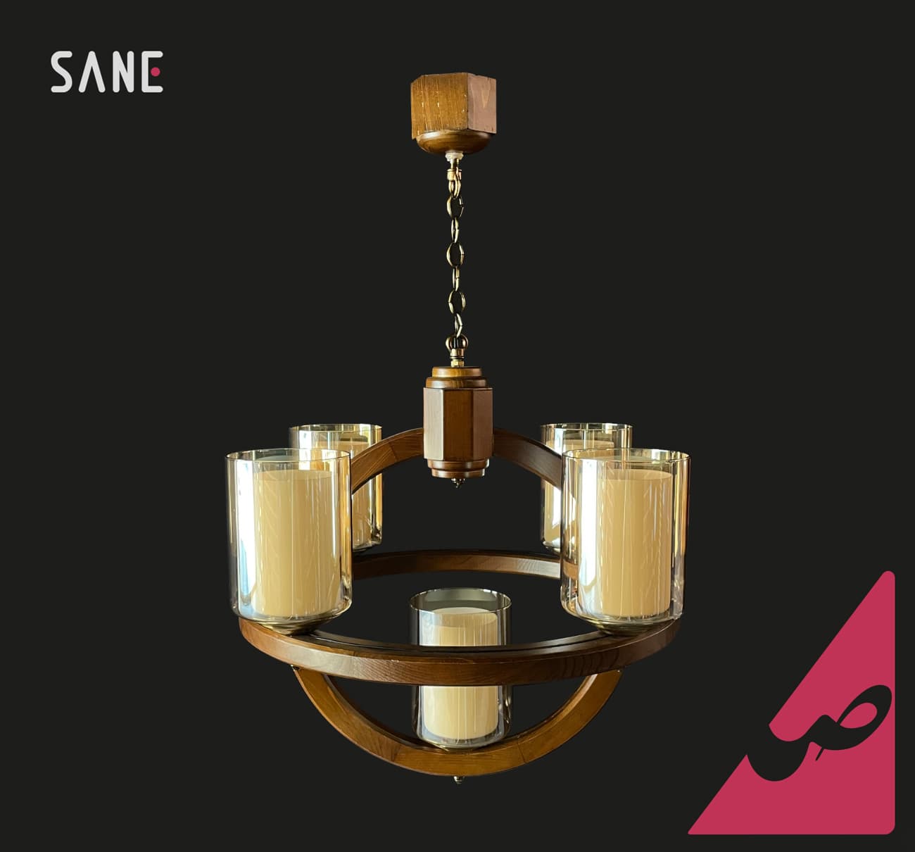 لوستر آویز چوبی 3 شعله مدل رومن کد 3-230 — تصویر ۷