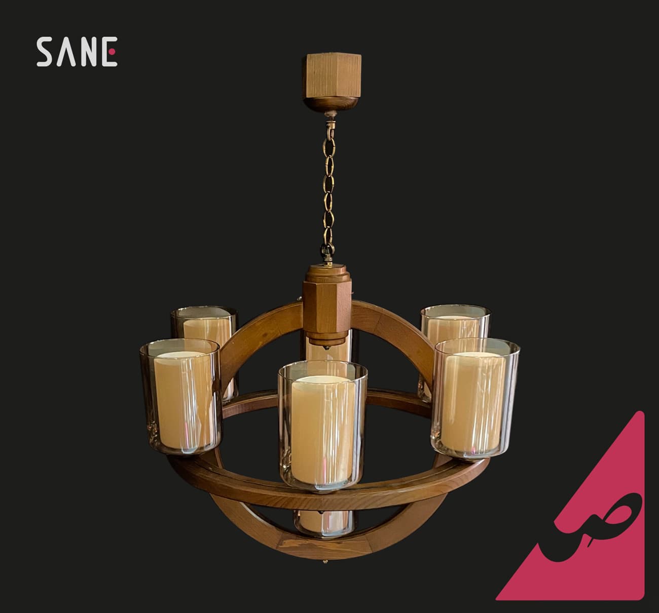لوستر آویز چوبی 3 شعله مدل رومن کد 3-230 — تصویر ۶