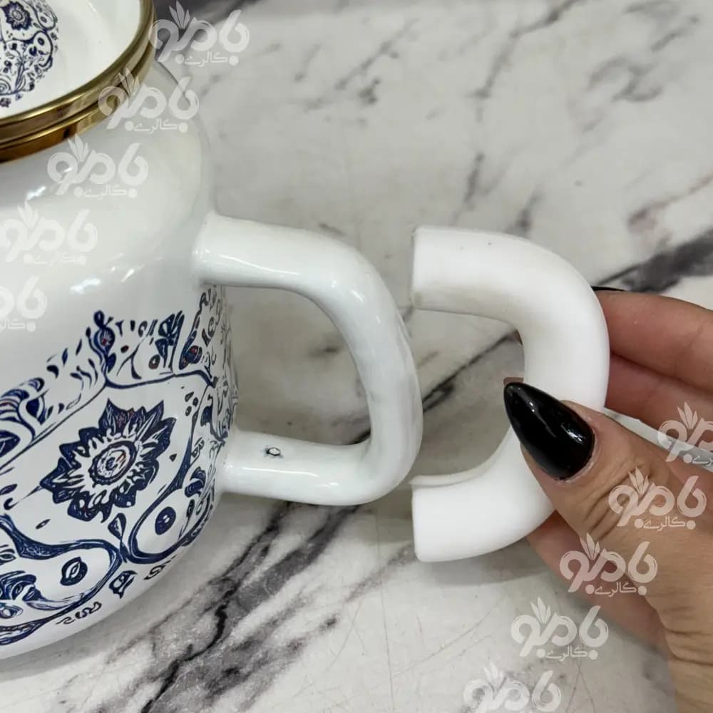 کتری و قوری لعابی آنامل گل آبی 768 — تصویر ۸