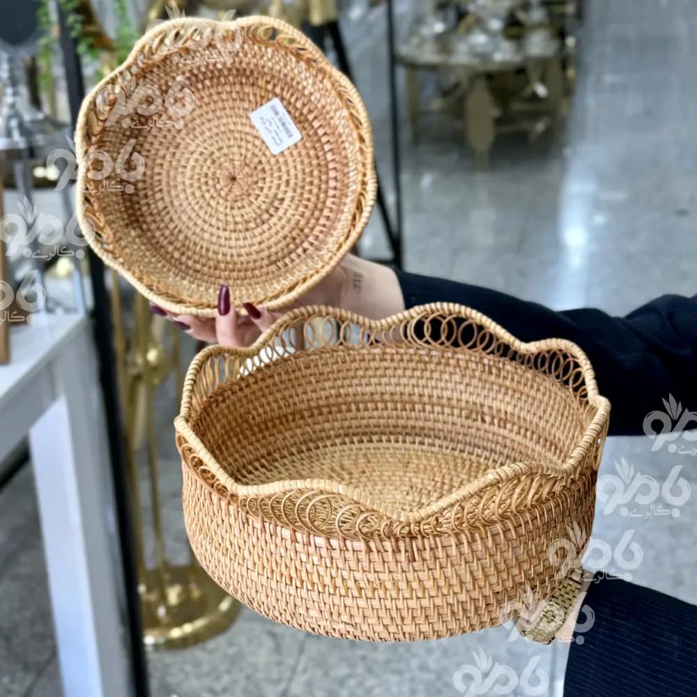 سبد بافت حصیری راتان گرد تک کد13 — تصویر ۵