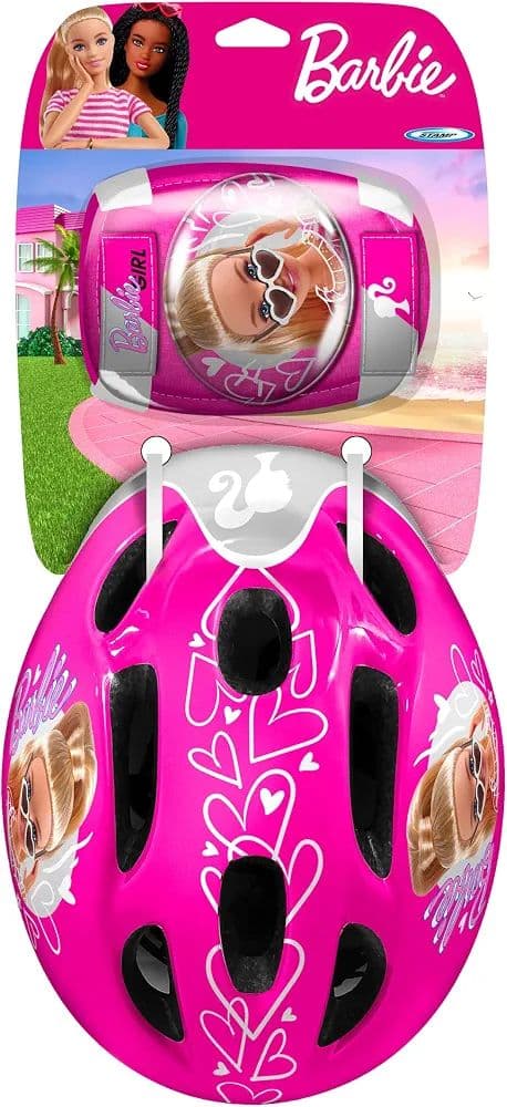 ​ست کلاه ایمنی و پد محافظ باربی (Barbie) برند استمپ (Stamp) مناسب دور سر ۵۰ تا ۵۶ — تصویر ۹