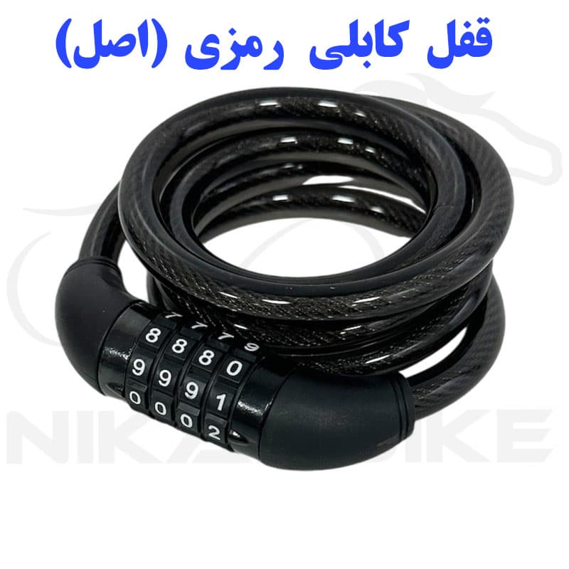 قفل موتورسیکلت رمزدار کابلی طول 1.5 متر ضخامت کل 1.2 سانت رنگ راندم — تصویر ۲
