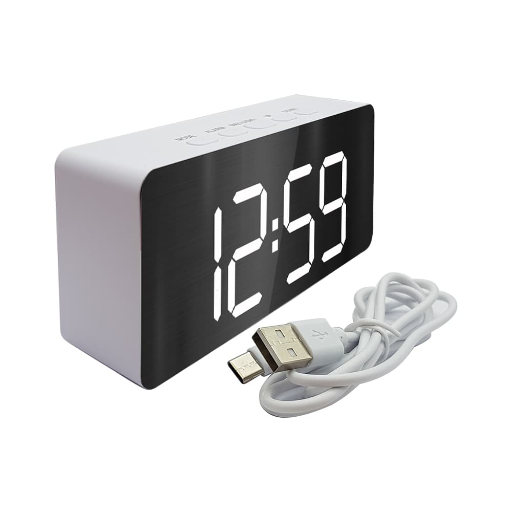 ساعت رومیزی دیجیتال و دماسنج دیجیتال الارم دار اتصال با usb به شارژر موبایل — تصویر ۶