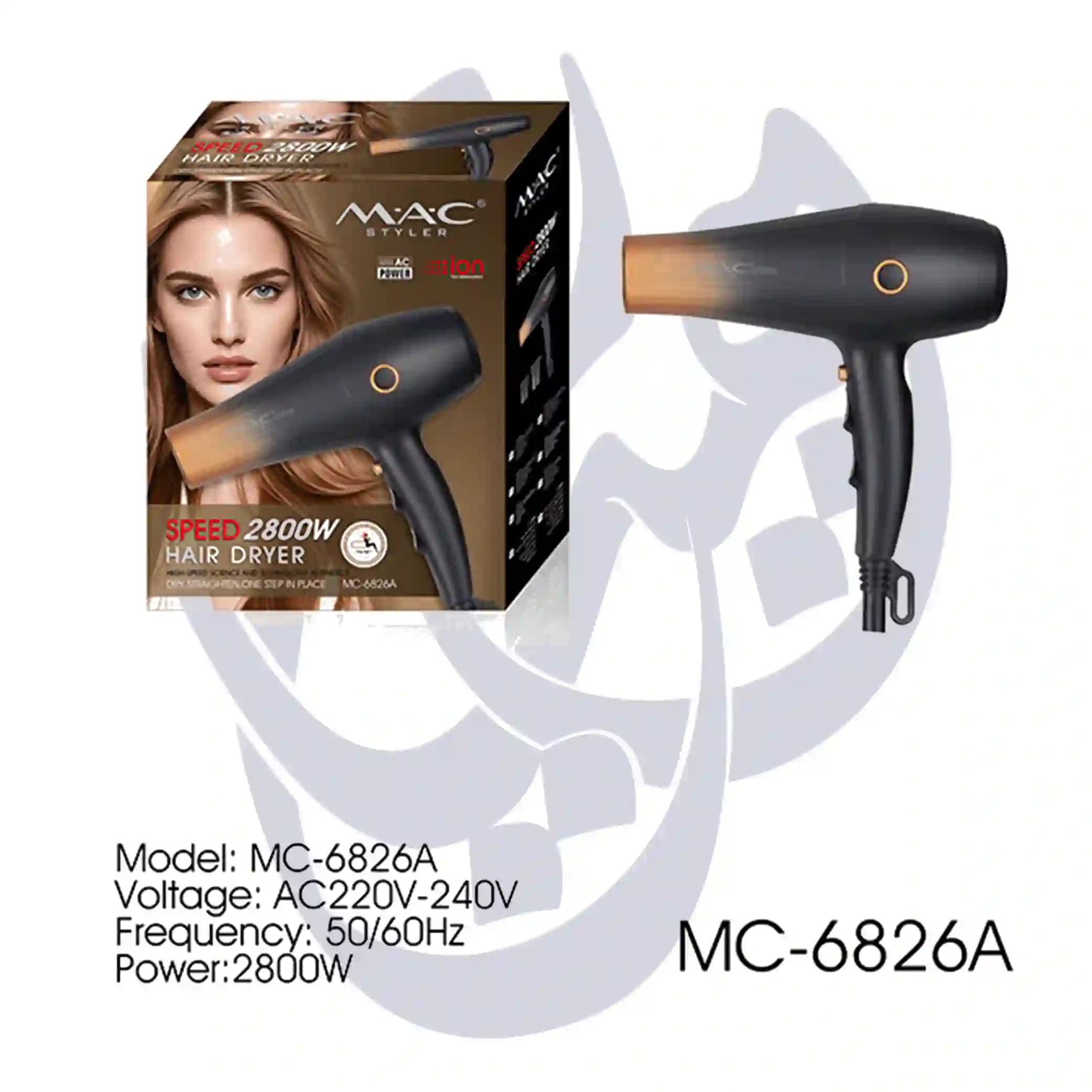 سشوار 2800 وات موتور ایتالیا ایونیک مک استایلر mc-6826 a mac styler