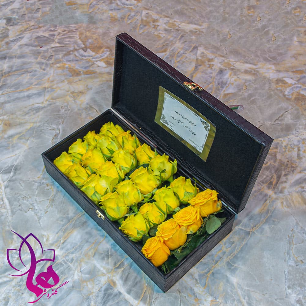 باکس گل رز زرد مدل ژیوان