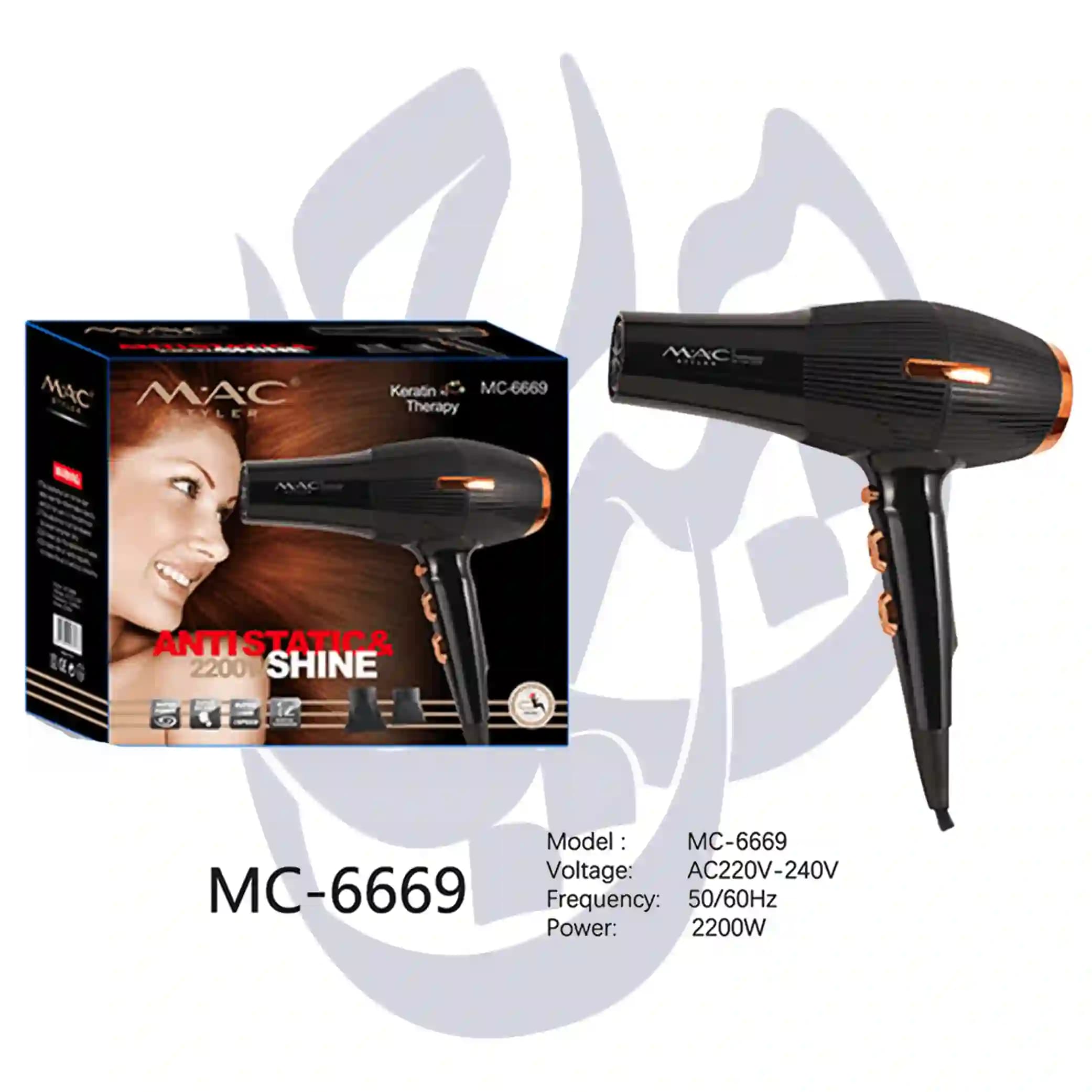 سشوار 2200 وات موتور ایتالیا ایونیک مک استایلر mc-6669 mac styler — تصویر ۲