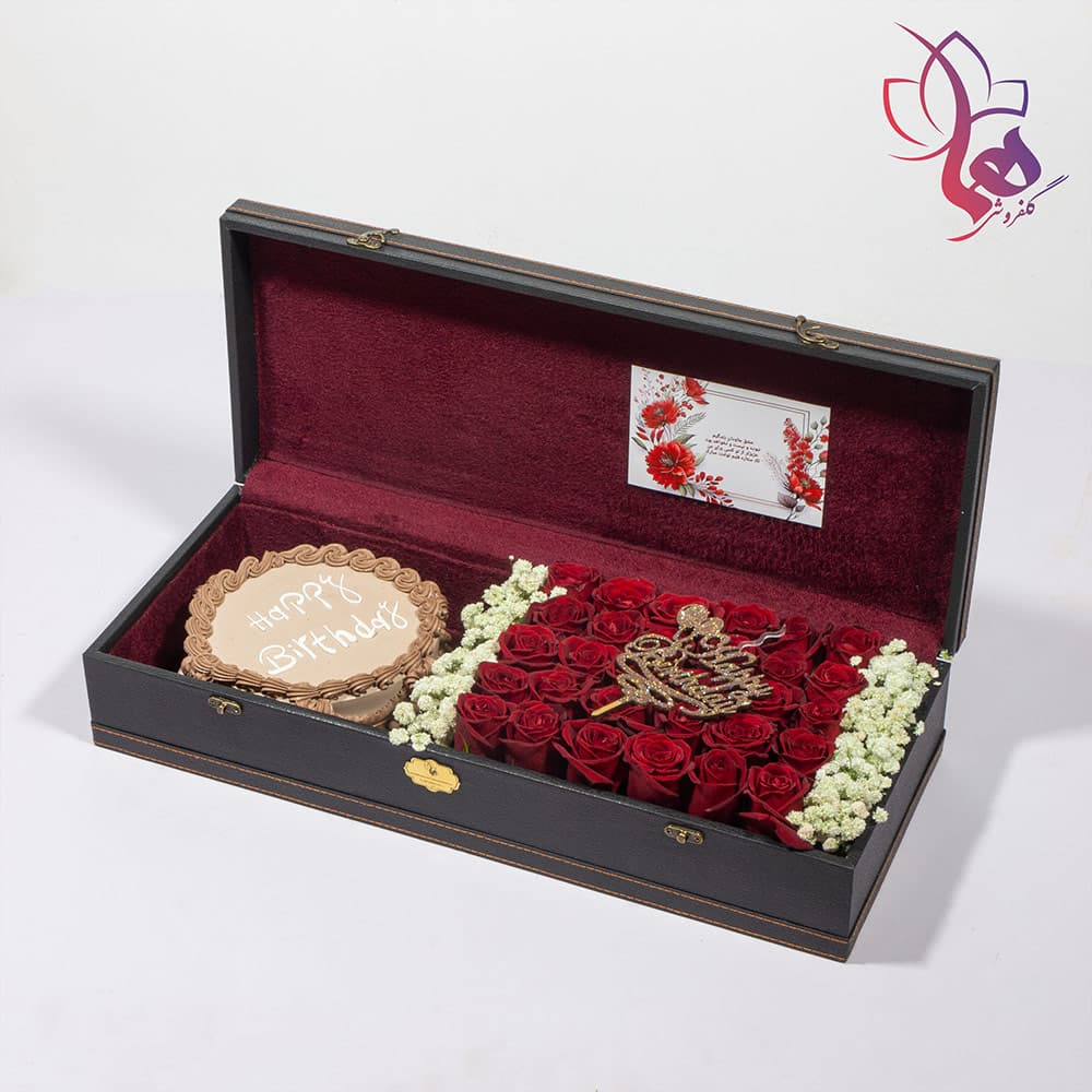 باکس گل رز و کیک مردانه مدل 30 — تصویر ۲