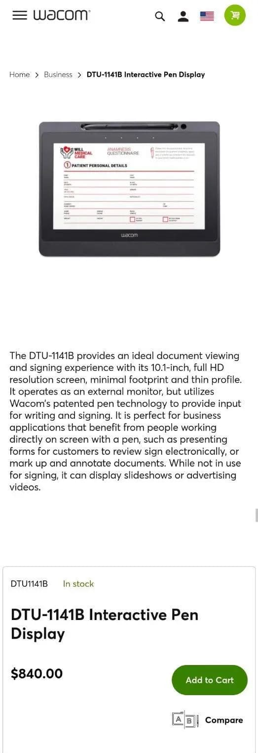 قلم نوری پد اسناد و امضای دیجیتال وکوم Wacom DTU-1141b — تصویر ۸
