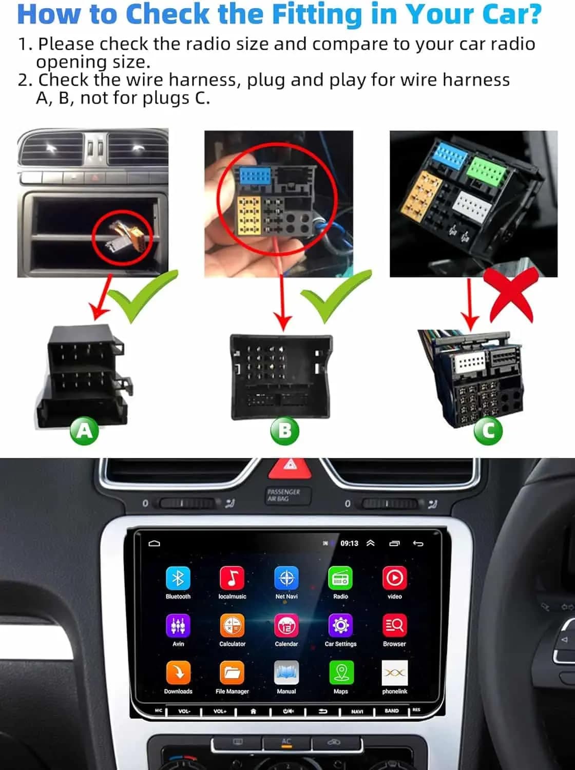 پخش خودرو استریو صفحه لمسی، بلوتوث، GPS + دوربین UNITOPSCI — تصویر ۵