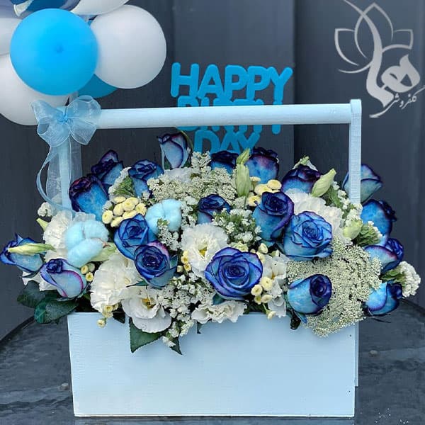باکس گل رز و بادکنک آبی مدل 1011 — تصویر ۱۰