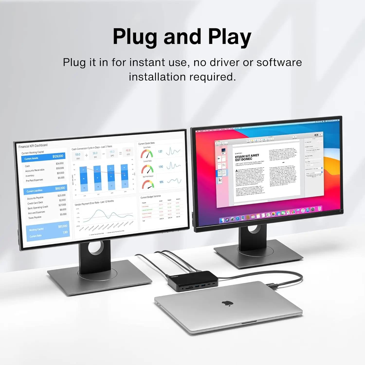 مبدل MacBook Pro Docking Station با آداپتور برق Dual 4K, (2 HDMI، RJ45، SD/TF، ​​6 پورت USB، صوتی 3.5 میلی متر) | برند iVANKY — تصویر ۴