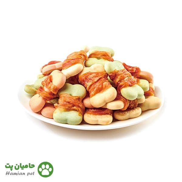 تشویقی سگ ونپی مدل بیسکوییت دورپیچ مرغ وزن ۱۰۰ گرم — تصویر ۴