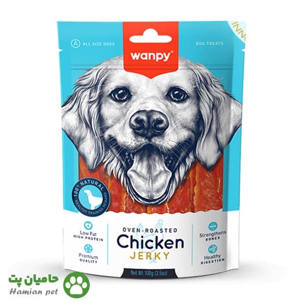 تشویقی سگ ونپی طعم مرغ Chicken jerky وزن ۱۰۰ گرم — تصویر ۳