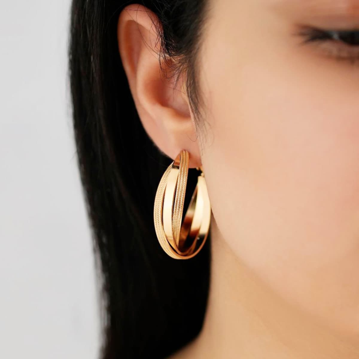 گوشواره حلقه ای پیچی ژوپینگ اصل GV182 — تصویر ۲