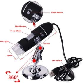 دستگاه آنالیز پوست و مو سر قلمی 500X USB Digital Microscope پایه چرخان /کد3304