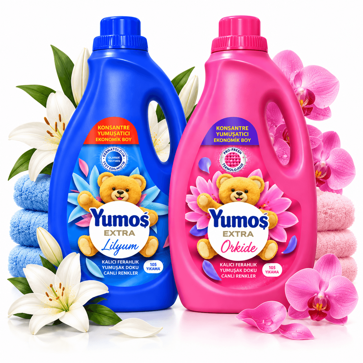 نرم‌کننده لباس یوموش اکسترا Yumoş Extra حجم ۲۵۲۰ میل | رایحه لیلیوم و ارکیده — تصویر ۴