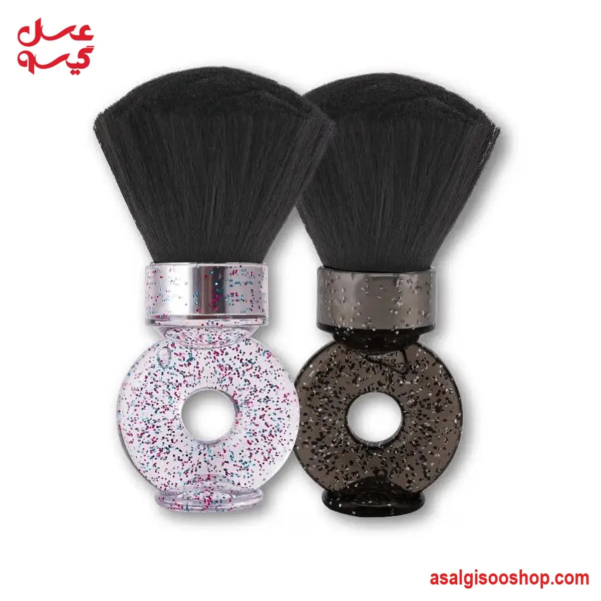 موپران مو طرح دونات اکلیلی حرفه‌ای با موهای نرم و طراحی خاص برای پاک‌سازی دقیق مو | Glitter Donut Design Professional Hair Duster Brush – Mopran | کد 3015