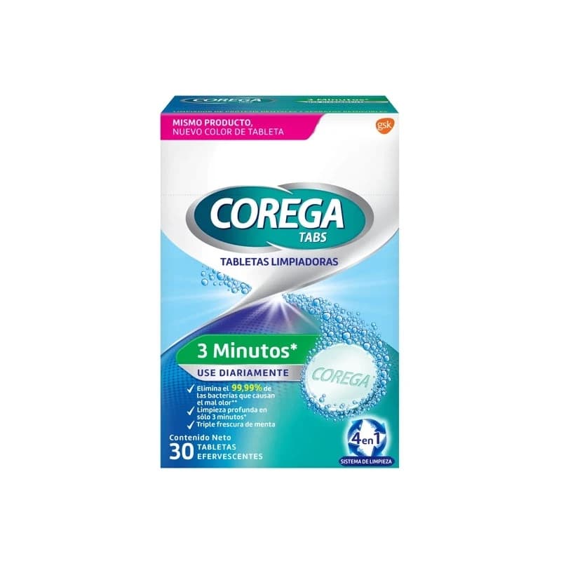 قرص تمیز کننده دندان مصنوعی کورگا Corega Tabs مدل 3 دقیقه ای بسته 30 عددی — تصویر ۲