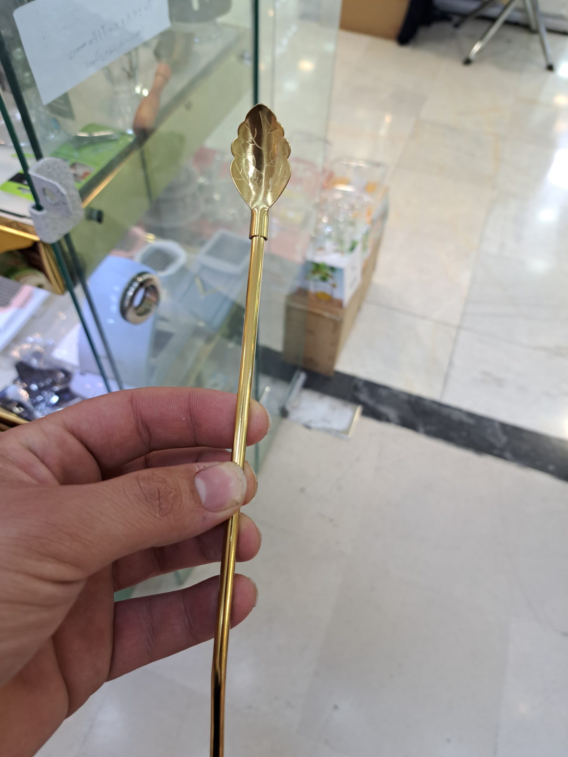 نی شربت طلایی نی نوشیدنی قاشق دار — تصویر ۳