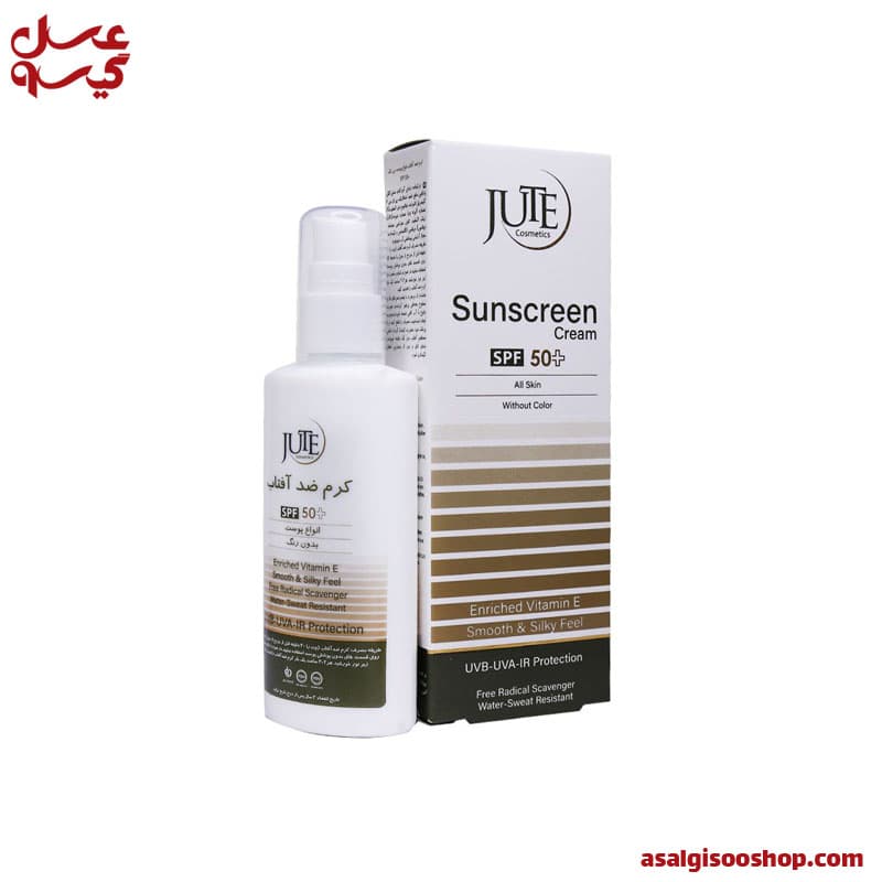 کرم ضد آفتاب پمپی بی رنگ SPF۵۰ ژوت مناسب انواع پوست | Jute SPF50 Invisible Sunscreen Pump | کد2990 — تصویر ۵