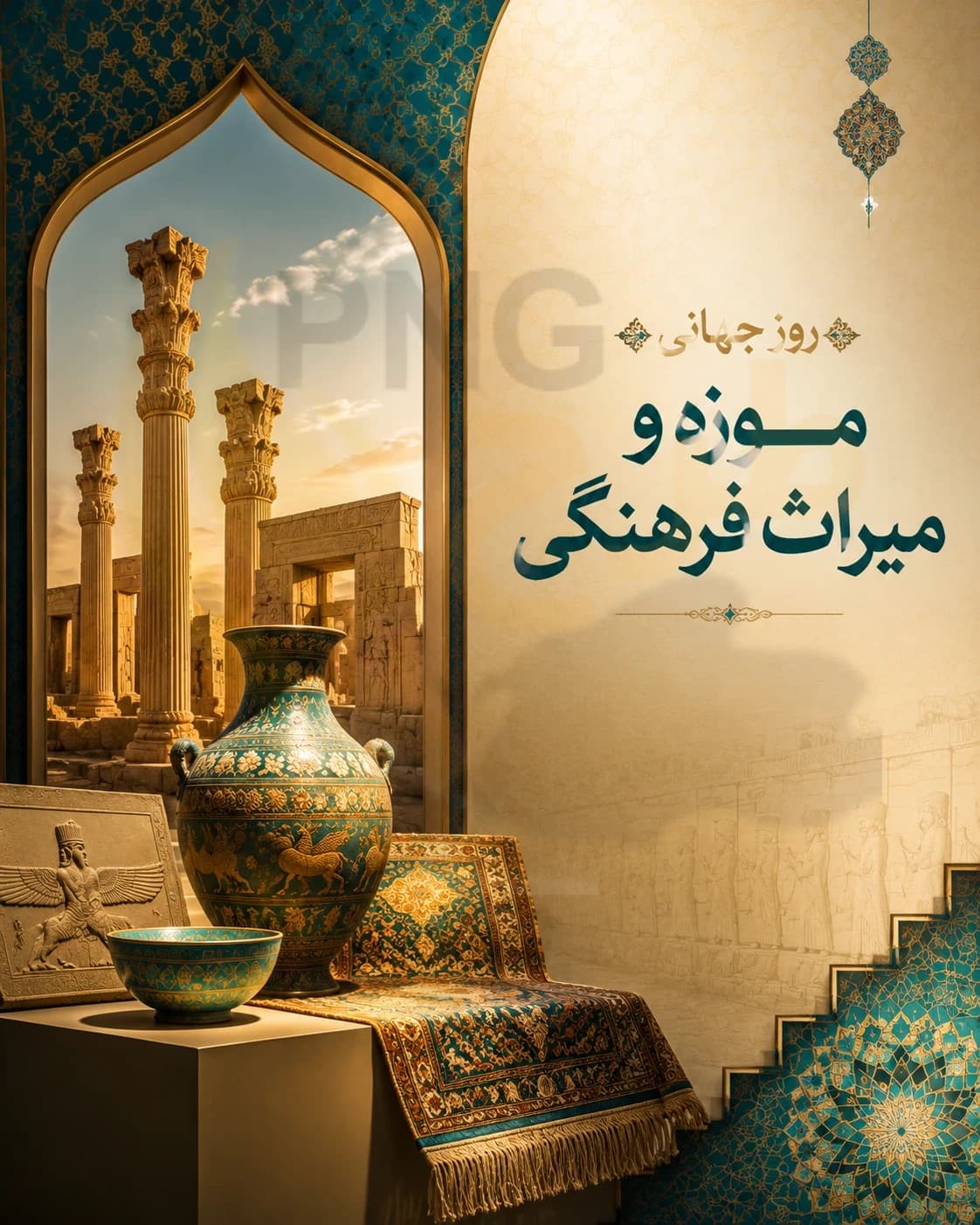 پوستر روز جهانی موزه و میراث فرهنگی | طرح گرافیکی آماده مناسب استوری و پست