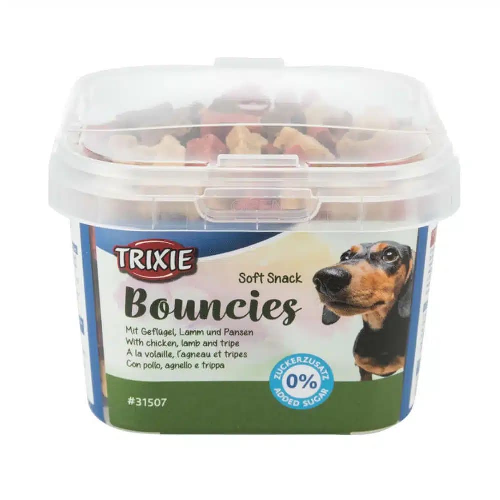 تشویقی سطلی سگ تریکسی طعم مرغ و بره 140 گرم