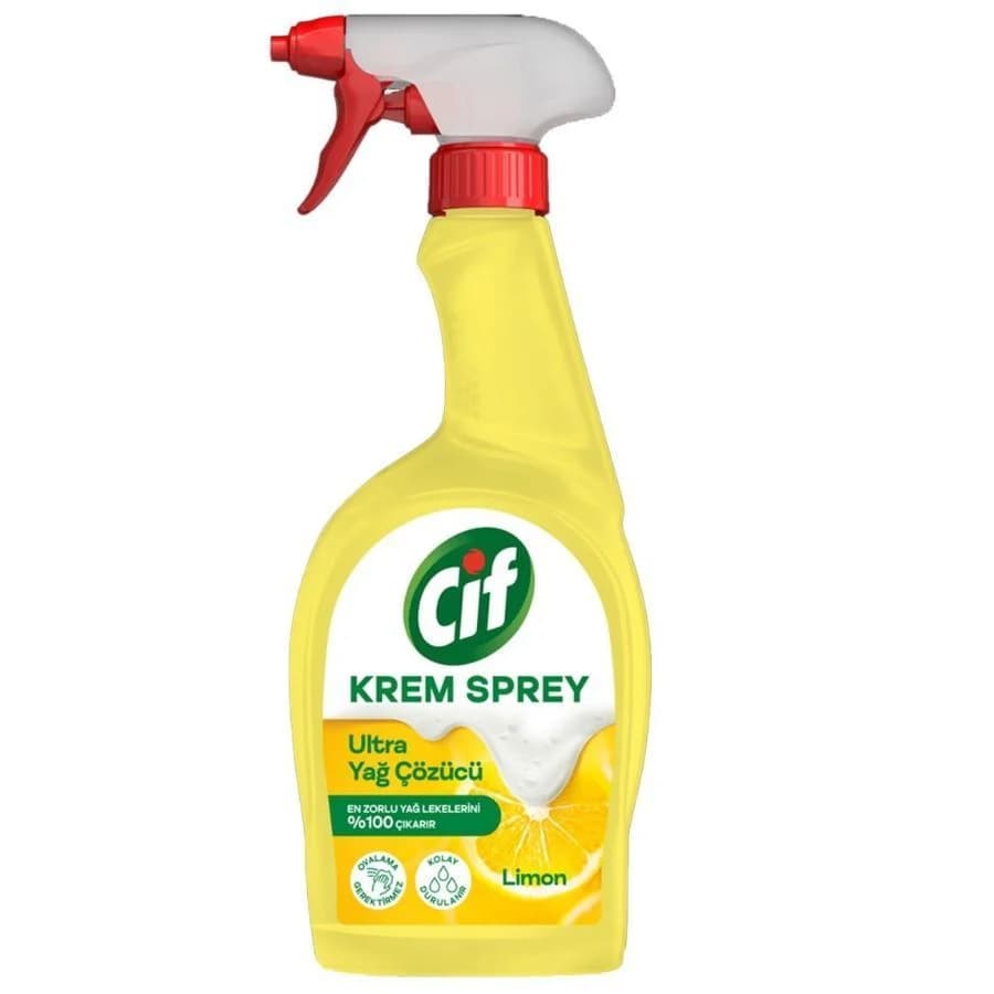 اسپری کرم چربی‌زدا و لکه‌بر سطوح لیمویی اولترا سیف Cif Ultra Cream Spray Grease Cleaner Lemon سیف 1000ml
