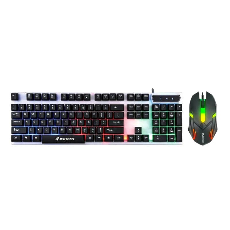کیبورد و موس گیمینگ سیم دار بک لایت RGB برند جرتک مدل STARS KM170