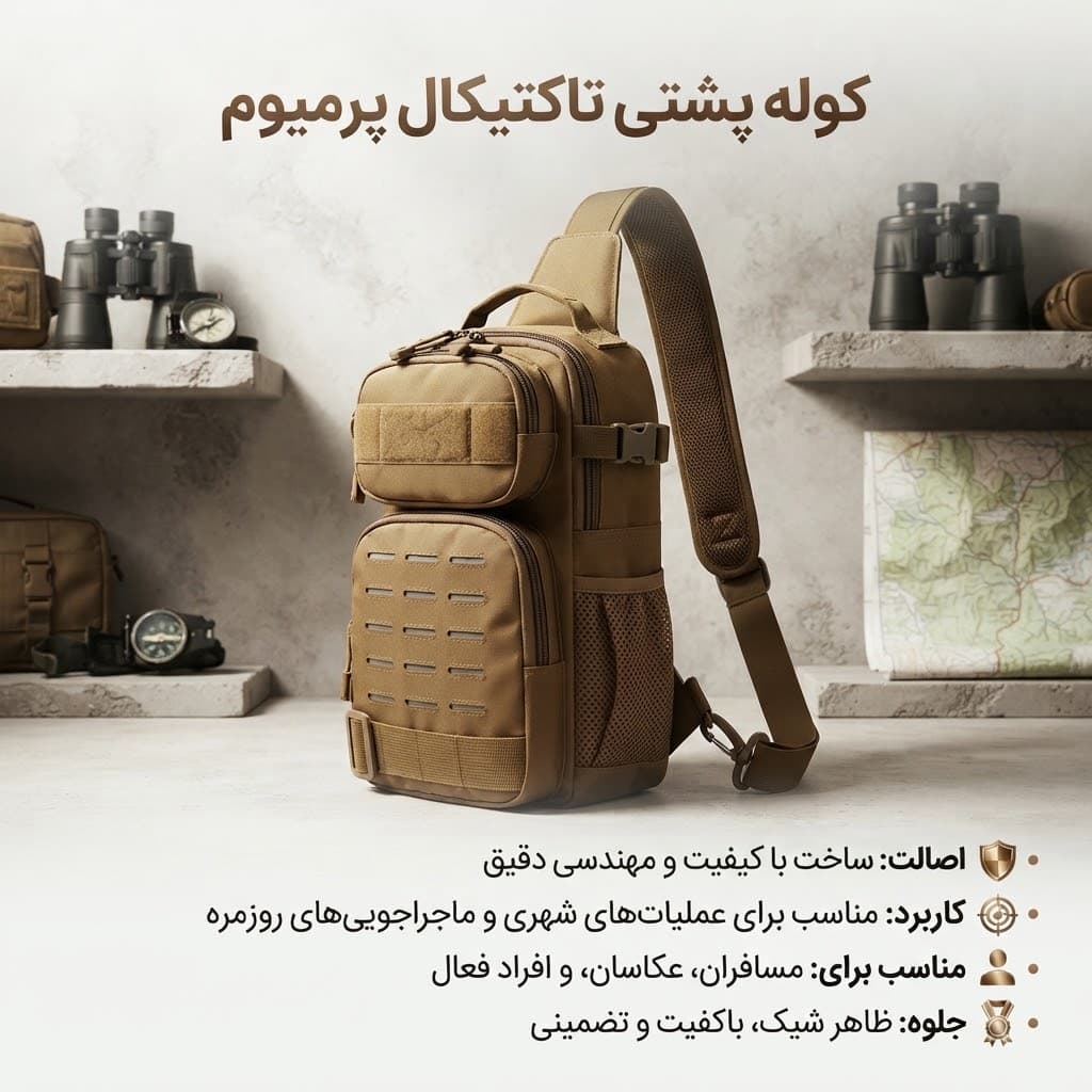 کیف دوشی تاکتیکال خاکی